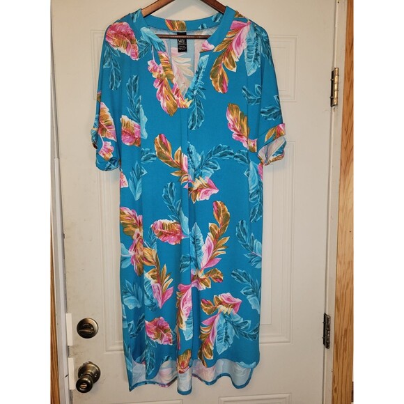 Lildy Dress Womens 2X-3X Bright Floral Pockets Stretch Summer - Picture 1 of 4